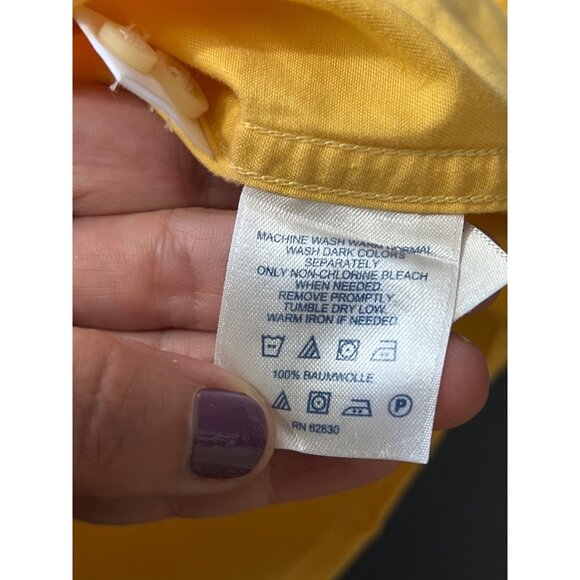 Lands End Mens Yellow Button-Down Shirt XL 17-17.5 Cotton Long Sleeve Business - Picture 8 of 10